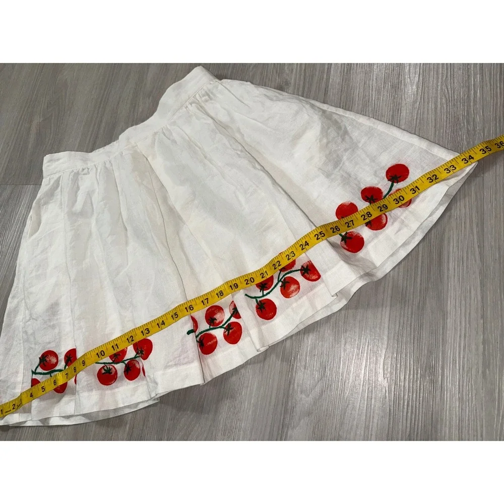 Line + Dot Womens White Linen Tomato Print Mini Skirt LS5191Y Large